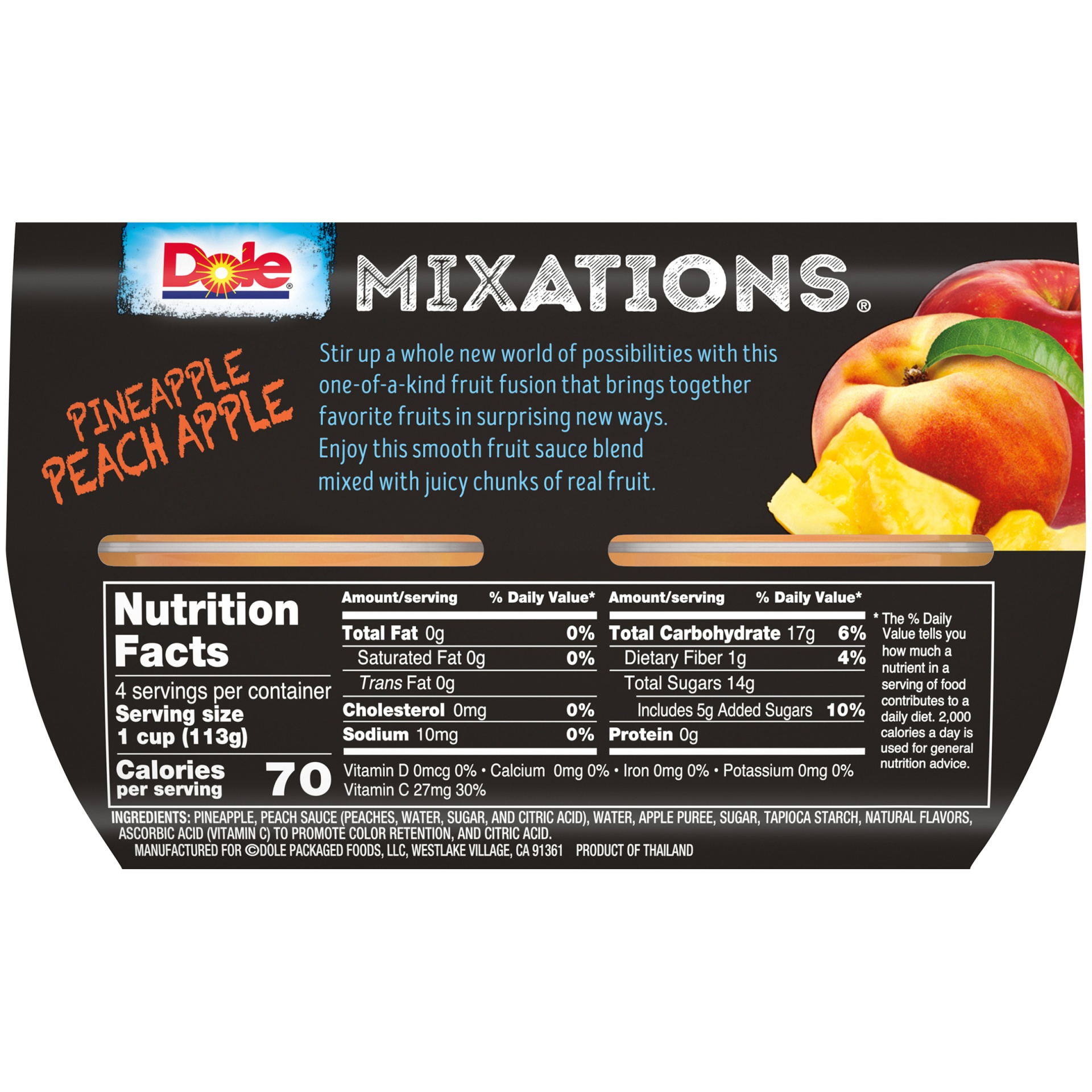 slide 4 of 8, Dole Mixations Pineapple Peach Apple Fruit Cups, 4 ct; 4 oz