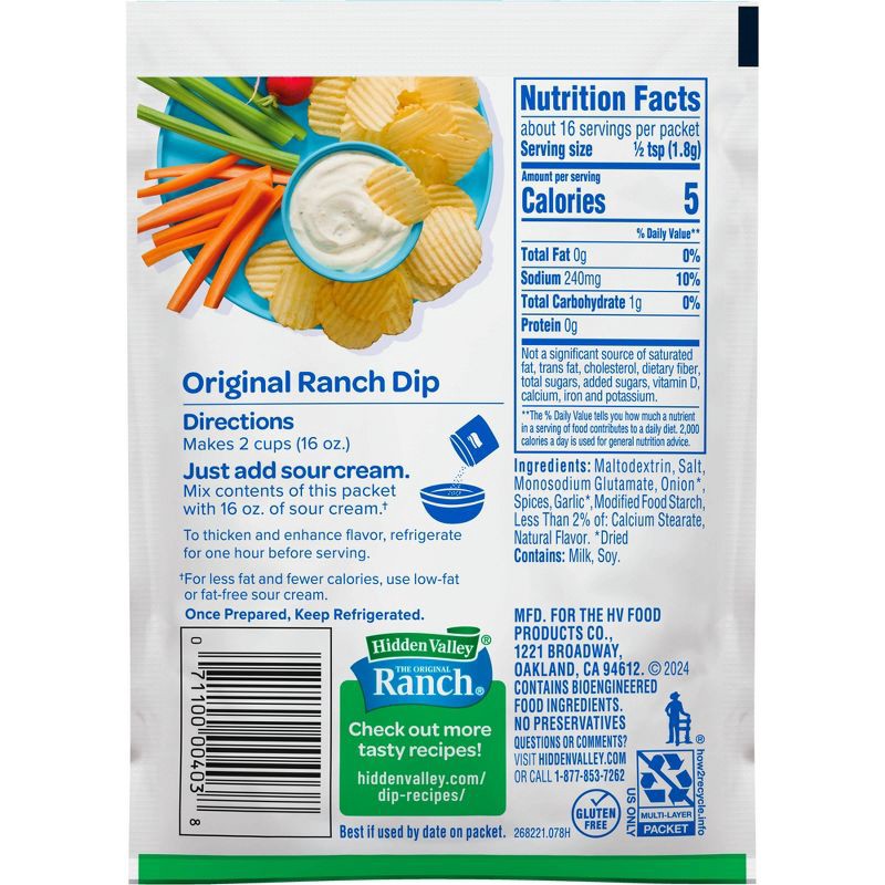 slide 2 of 10, Hidden Valley Original Ranch Dips Mix - 1oz, 1 oz