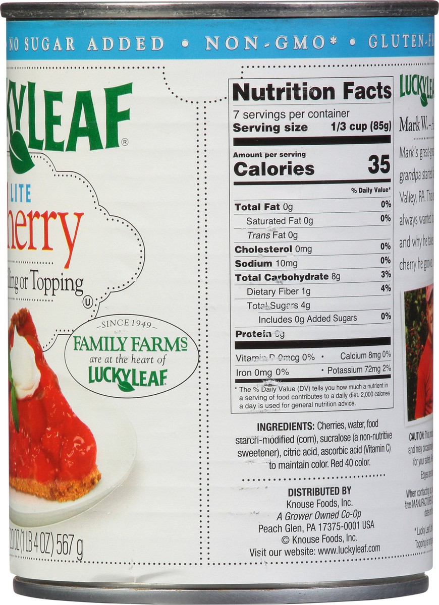 slide 6 of 9, Lucky Leaf Lite Cherry Fruit Filling 20 oz., 20 oz