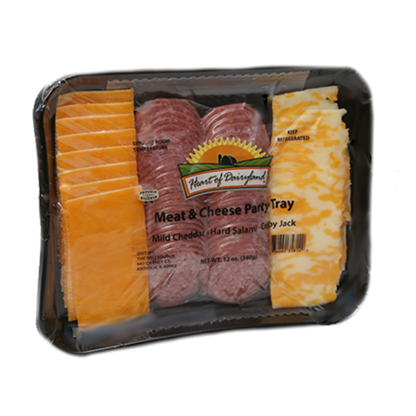 slide 1 of 1, Heart of Dairyland Salami And Assorted Cheese Party Tray, 12 oz