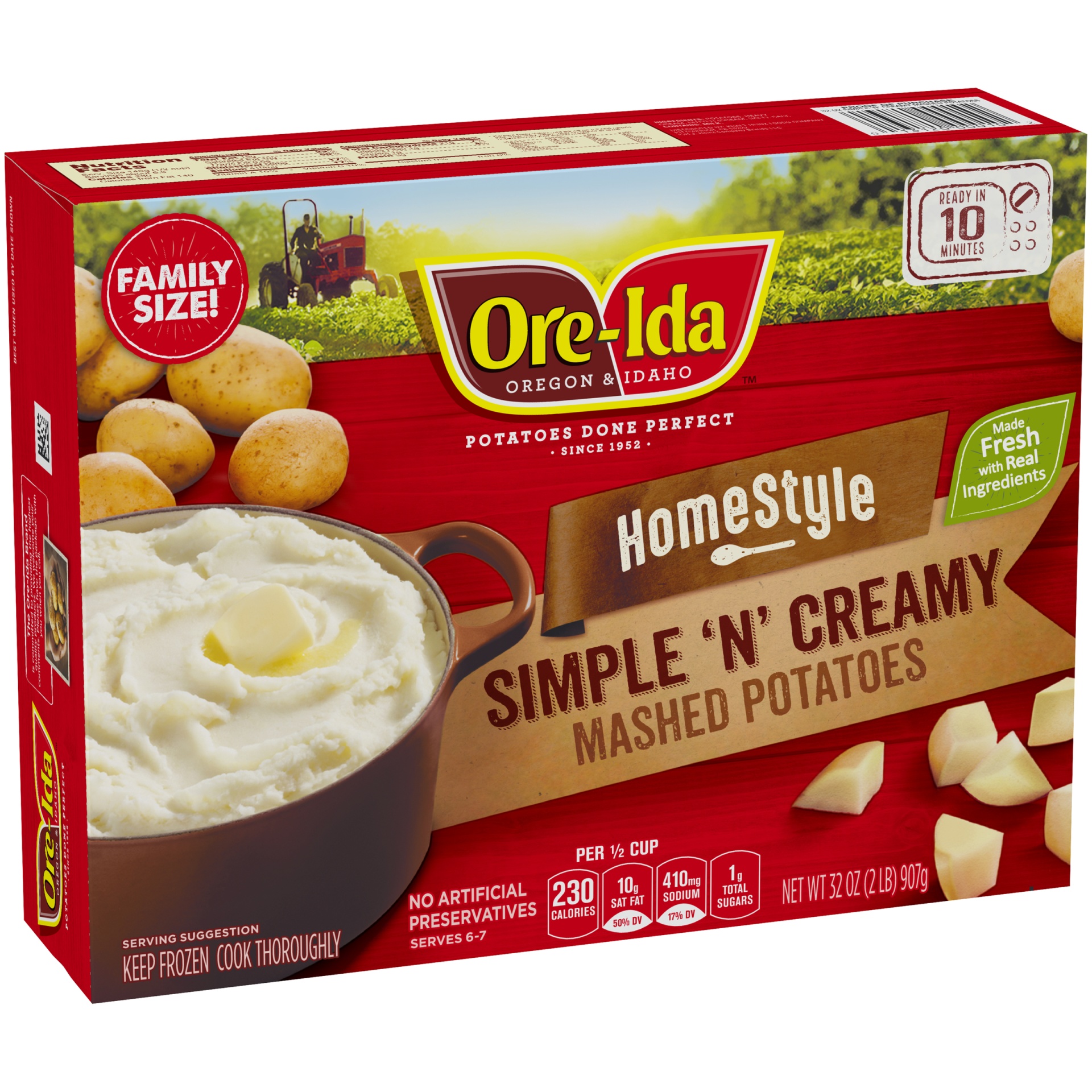 slide 2 of 6, Ore-Ida Home Style Simple'N' Creamy Mashed Potatoes Frozen Side Dish, 32 oz