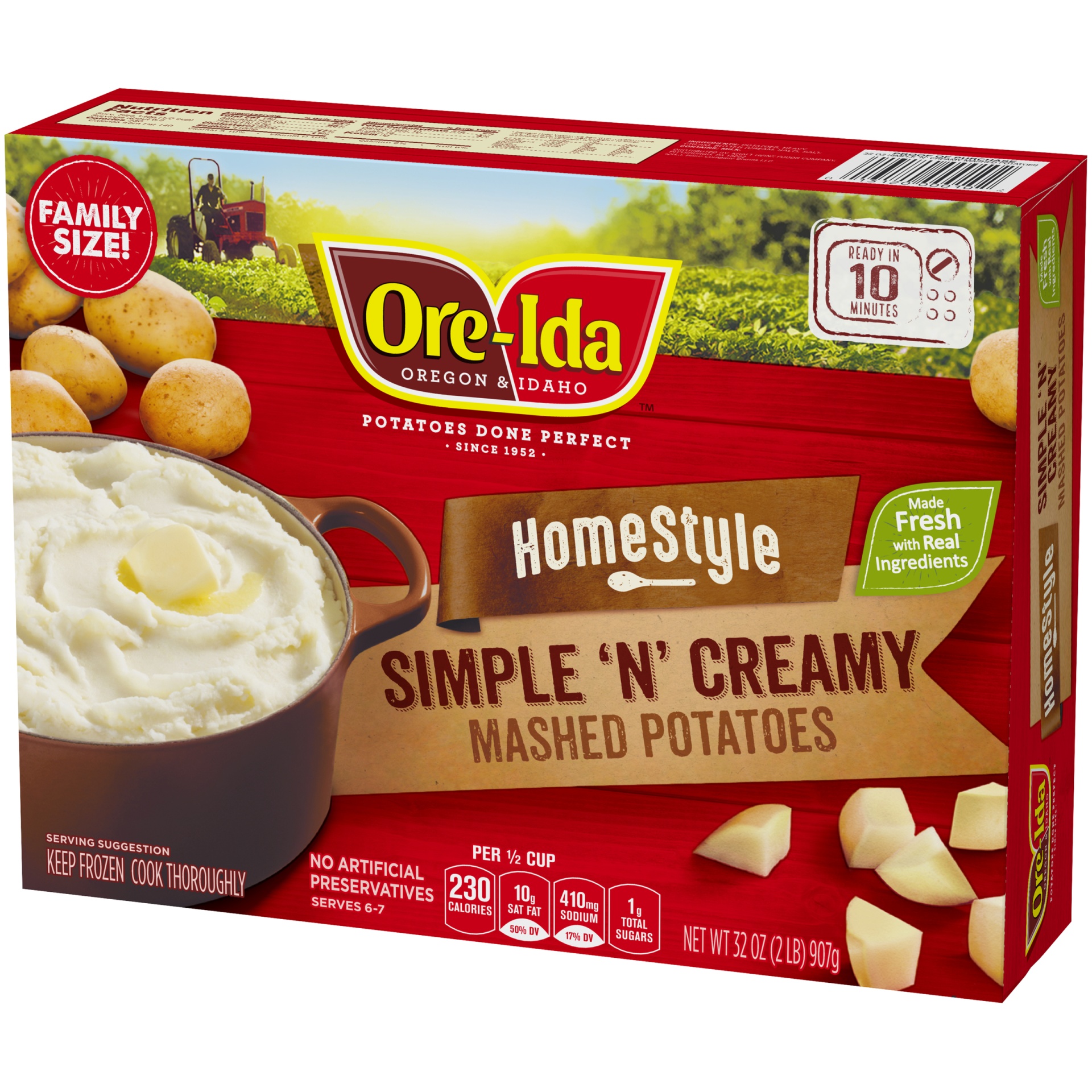 slide 3 of 6, Ore-Ida Home Style Simple'N' Creamy Mashed Potatoes Frozen Side Dish, 32 oz