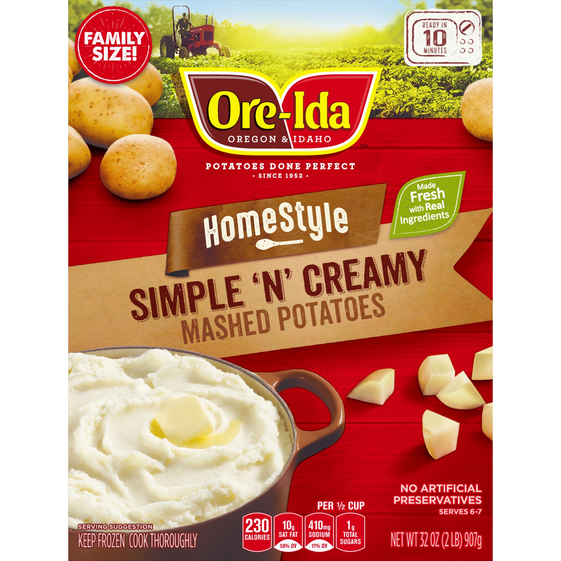 slide 4 of 6, Ore-Ida Home Style Simple'N' Creamy Mashed Potatoes Frozen Side Dish, 32 oz