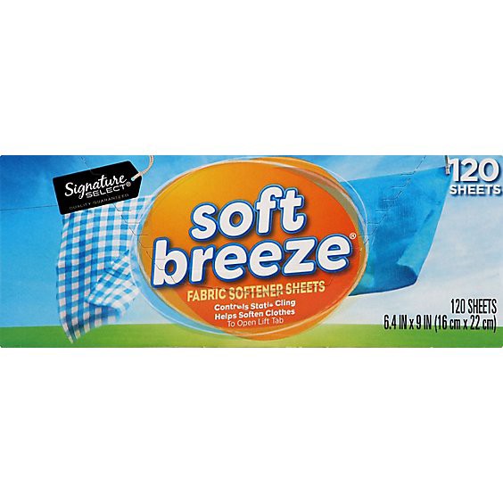 slide 1 of 9, Signature Select Fabric Softener Sheets Soft Breeze Box - 120 Count, 120 ct