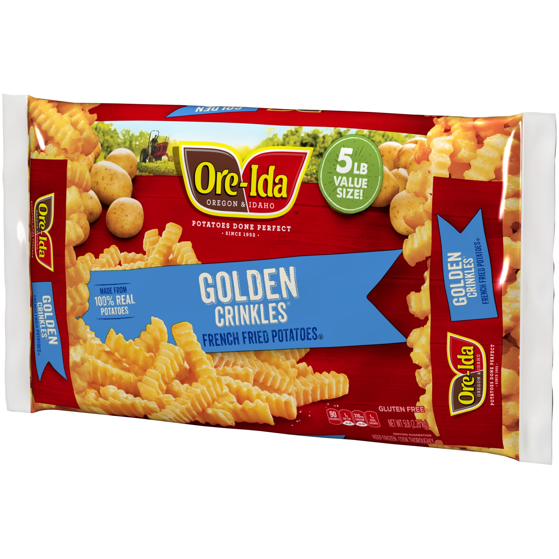 Ore-Ida Golden Crinkles, Crinkle Cut Fries, French Fries Fried Frozen  Potatoes, Value Size, 5 lb Bag