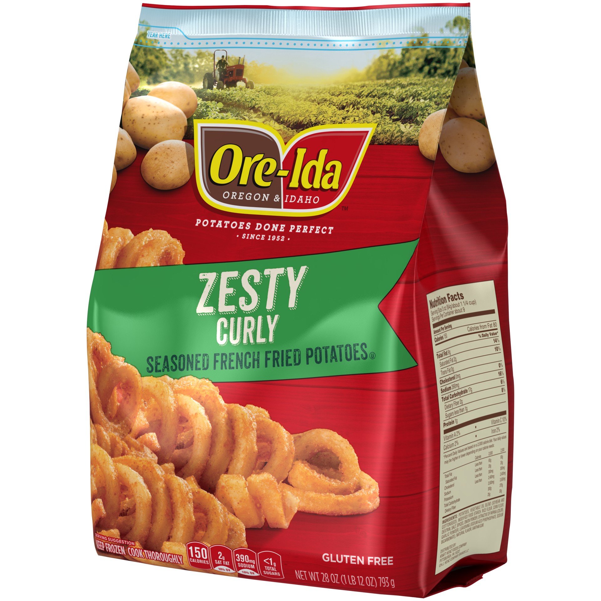 Ore-Ida Zesty Curly Seasoned French Fries Fried Frozen Potatoes 28 oz ...