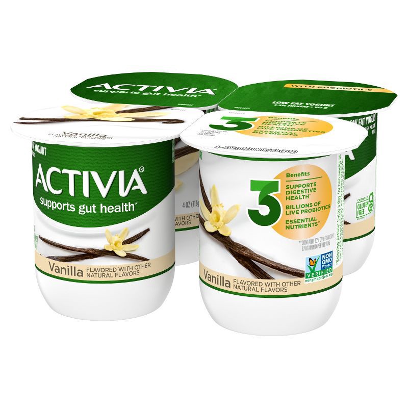 slide 5 of 13, Activia Low Fat Probiotic Vanilla Yogurt - 4ct/4oz Cups, 4 ct; 4 oz