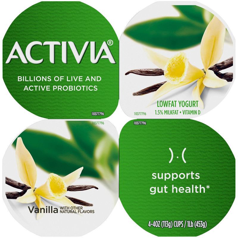 slide 7 of 13, Activia Low Fat Probiotic Vanilla Yogurt - 4ct/4oz Cups, 4 ct; 4 oz