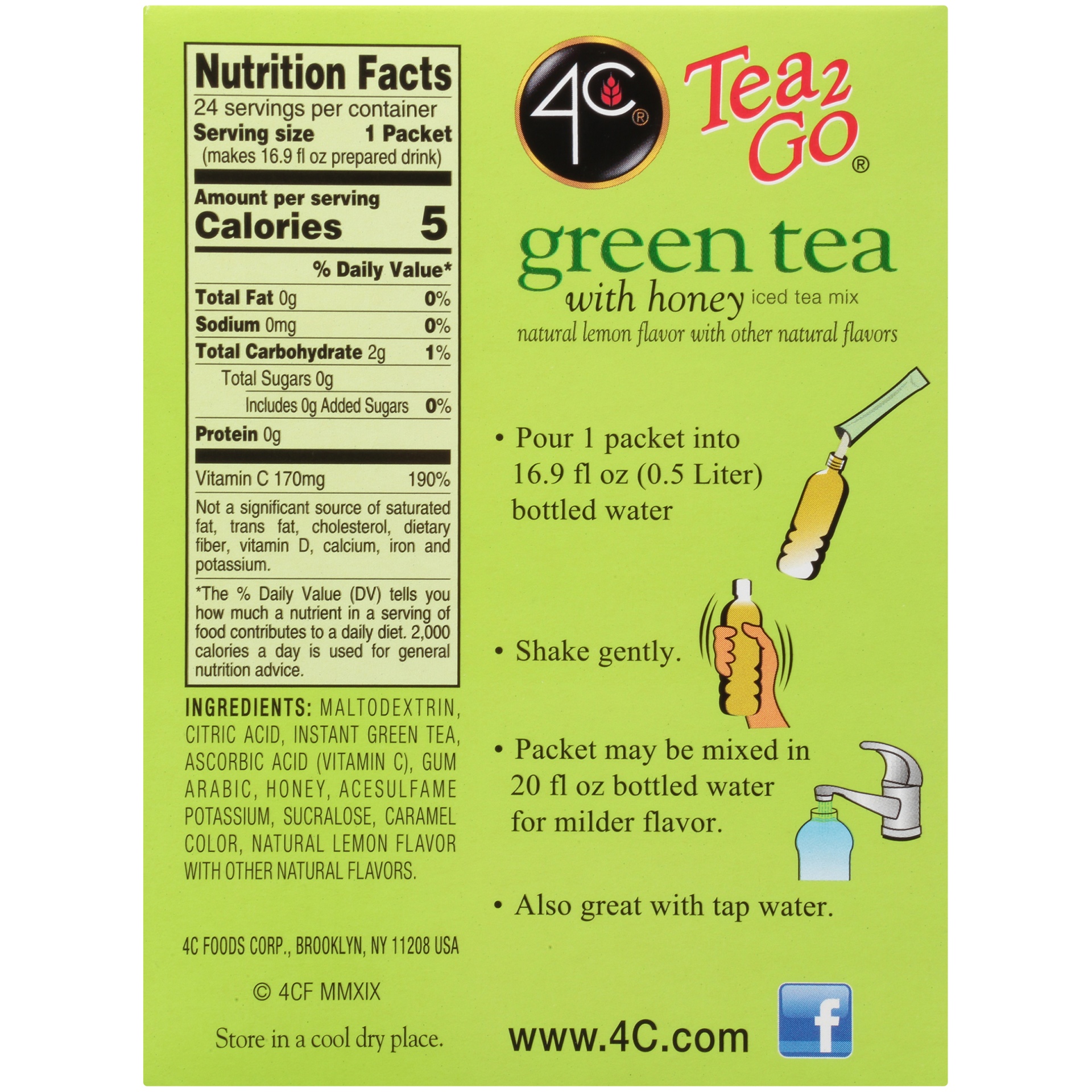slide 6 of 8, 4C Green Tea Antioxidant With Honey & Natural Lemon, 24 ct