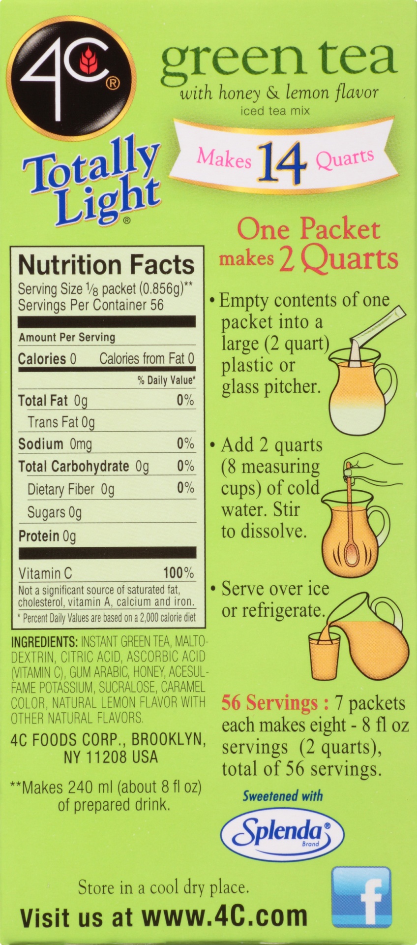 slide 6 of 8, 4C Foods 4C Totally Light Green Tea Antioxidant Iced Tea Mix, 1.69 oz