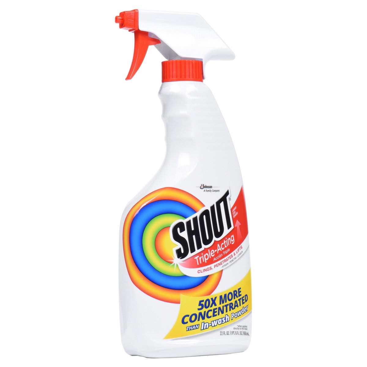 slide 2 of 4, Shout Active Enzyme Laundry Stain Remover Spray, Triple-Acting Formula Clings, Penetrates, and Lifts 100+ Types of Everyday Stains - Prewash Spray 22oz, 22 fl oz