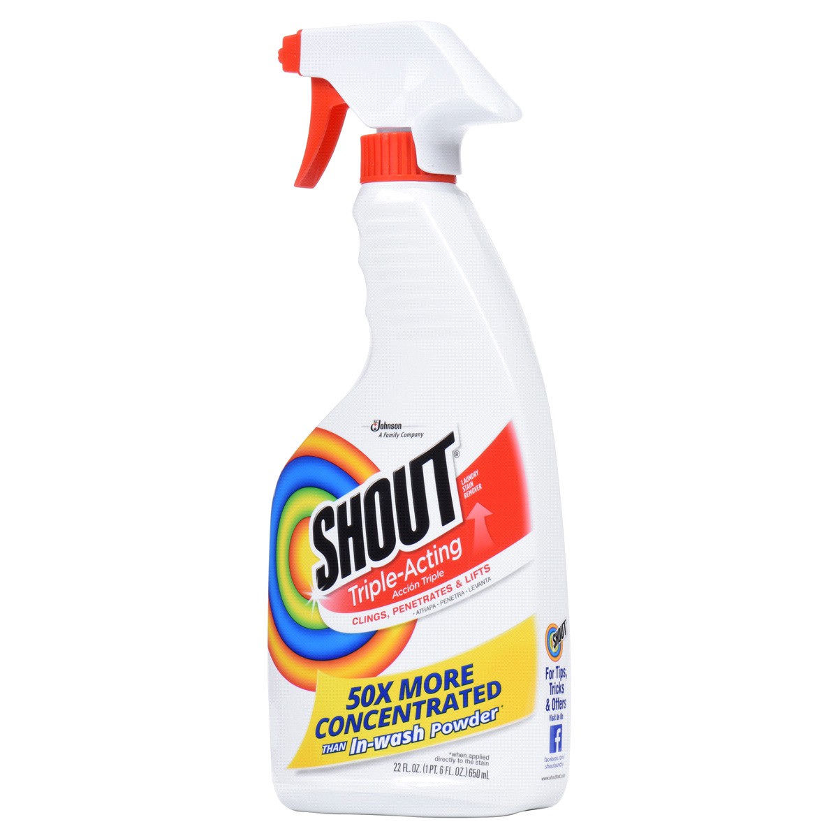 slide 4 of 4, Shout Active Enzyme Laundry Stain Remover Spray, Triple-Acting Formula Clings, Penetrates, and Lifts 100+ Types of Everyday Stains - Prewash Spray 22oz, 22 fl oz