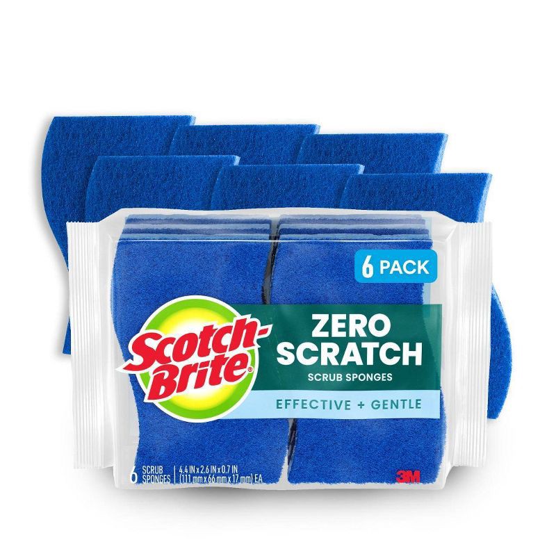 slide 1 of 13, Scotch-Brite Zero-Scratch Scrub Sponges - 6ct: Reusable Cellulose, Multi-Surface, Cleaning Tools, 2.6 Inches Depth, 6 ct; 2.6 in