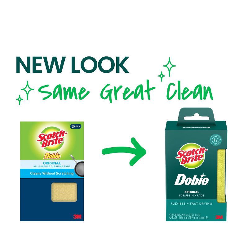 slide 2 of 9, Scotch-Brite Dobie Non-Scratch and Fast-Drying Scrubbing Pads - 3ct, 3 ct