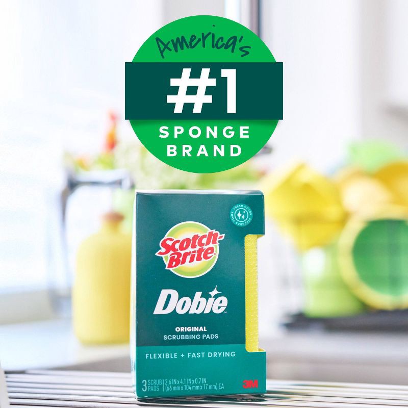 slide 9 of 9, Scotch-Brite Dobie Non-Scratch and Fast-Drying Scrubbing Pads - 3ct, 3 ct