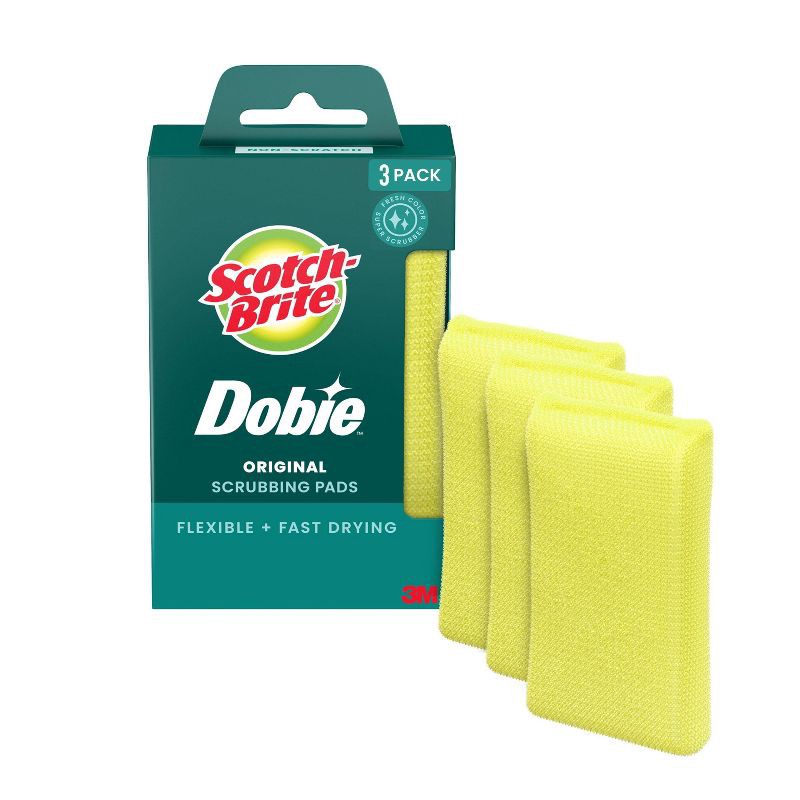 slide 1 of 9, Scotch-Brite Dobie Non-Scratch and Fast-Drying Scrubbing Pads - 3ct, 3 ct
