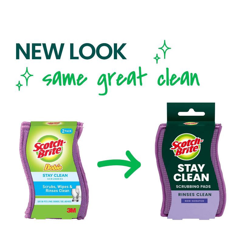 slide 2 of 10, Scotch-Brite Stay Clean Non-Scratch Multipurpose Scrubbing Pads - 2ct, 2 ct