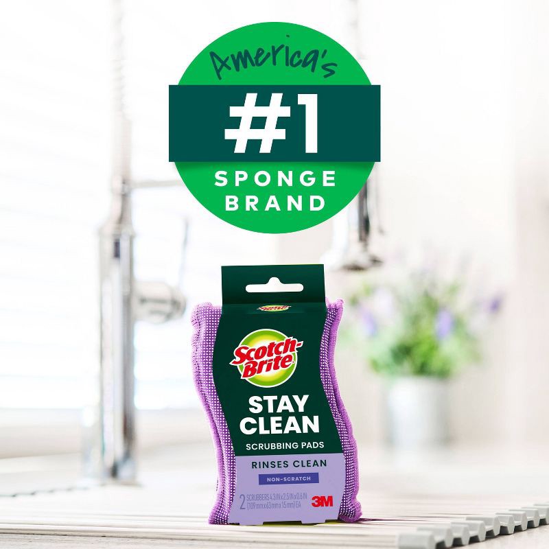 slide 9 of 10, Scotch-Brite Stay Clean Non-Scratch Multipurpose Scrubbing Pads - 2ct, 2 ct