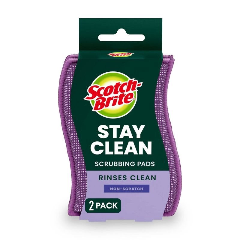 slide 1 of 10, Scotch-Brite Stay Clean Non-Scratch Multipurpose Scrubbing Pads - 2ct, 2 ct