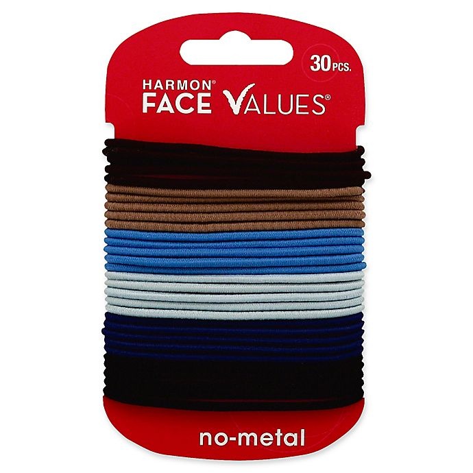 slide 1 of 1, Harmon Face Values Thin Elastic Band Ponytail Holders - Denim, 30 ct