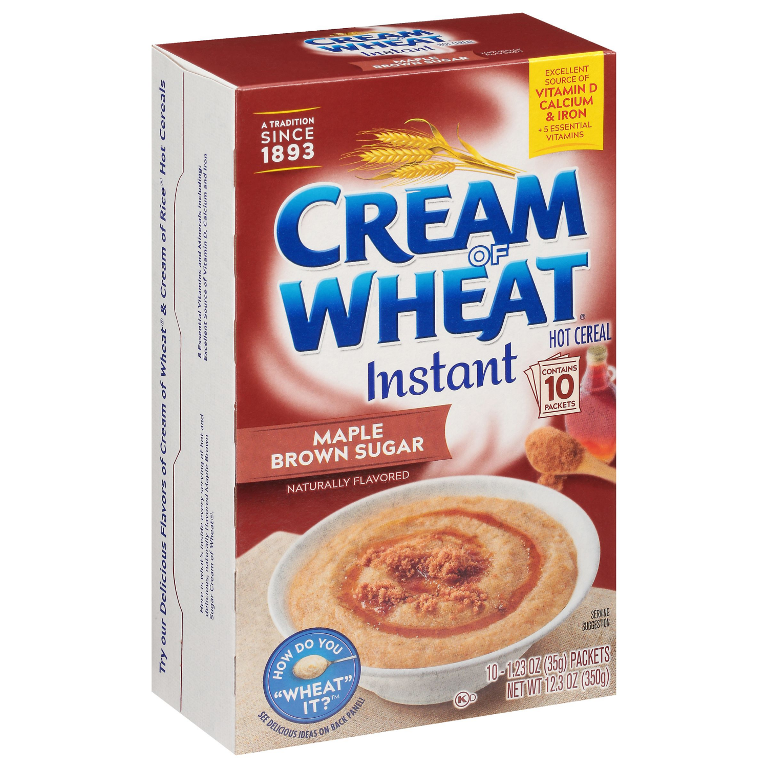slide 3 of 3, Cream of Wheat Hot Instant Maple Brown Sugar Cereal 10 - 1.23 oz Packs, 10 ct