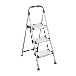 Cosco 3 Step All Aluminum Step Stool: Lightweight Gray & Black Ladder, 225 lb Capacity, No Assembly Required