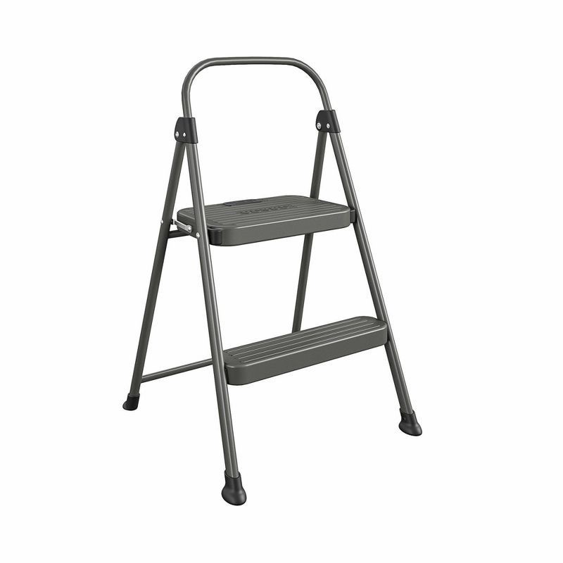 slide 1 of 10, Cosco 2 Step All Steel Step Stool: Dark Gray, 225 lb Capacity, No Assembly, Kitchen Stepper for Adults, 225 lb