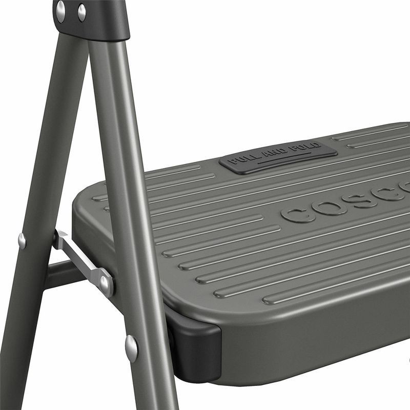 slide 4 of 8, Cosco 1 Step All Steel Step Stool: Black, Folding Step Stool for Adults, Single Step, 225 lb Capacity, No Assembly Required, 225 lb