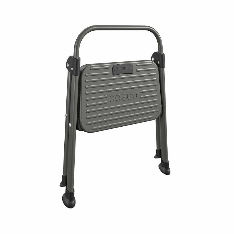 slide 5 of 8, Cosco 1 Step All Steel Step Stool: Black, Folding Step Stool for Adults, Single Step, 225 lb Capacity, No Assembly Required, 225 lb