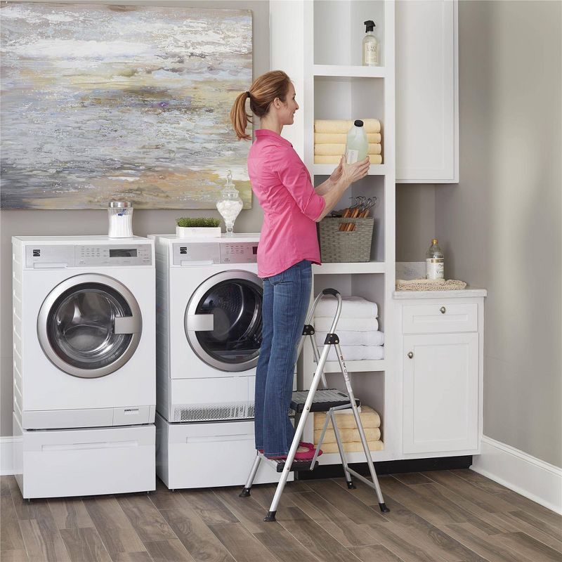 slide 5 of 13, Cosco 2 Step All Aluminum Step Stool: Silver, 225 lb Capacity, No Assembly, Lightweight Stepping Stool for Adults, 225 lb