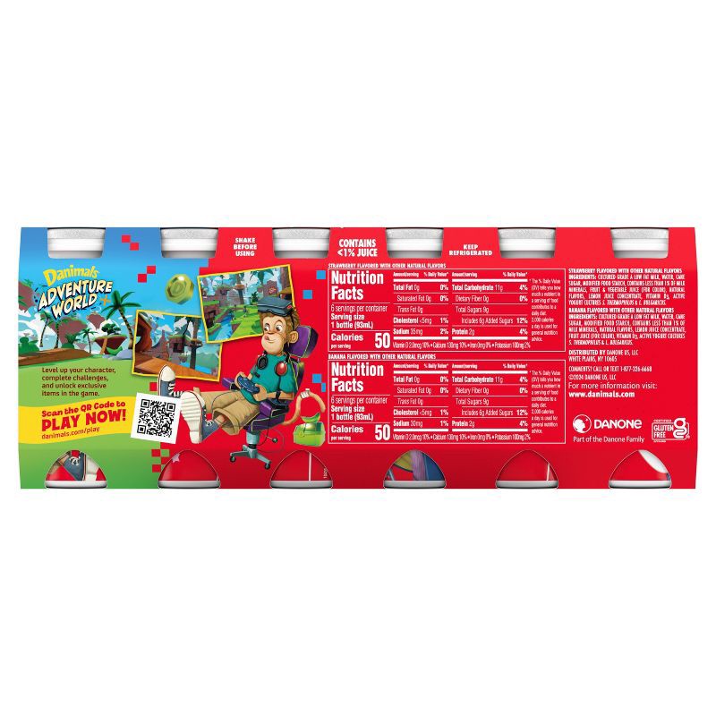 slide 11 of 12, Danimals Strawberry & Banana Split Kids' Smoothies - 12ct/3.1 fl oz Bottles, 12 ct; 3.1 fl oz