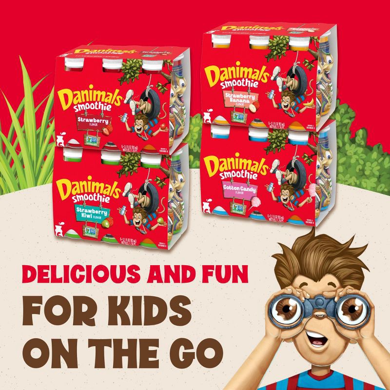 slide 9 of 15, Danimals Strawberry Kids' Smoothies - 6ct/3.1 fl oz Bottles, 6 ct; 3.1 fl oz