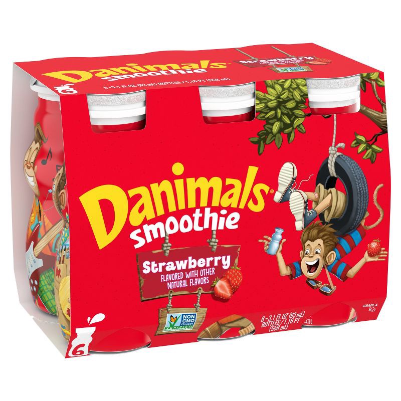 slide 5 of 15, Danimals Strawberry Kids' Smoothies - 6ct/3.1 fl oz Bottles, 6 ct; 3.1 fl oz