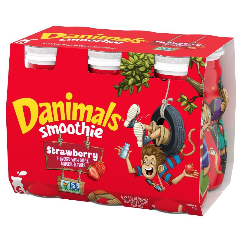 slide 4 of 15, Danimals Strawberry Kids' Smoothies - 6ct/3.1 fl oz Bottles, 6 ct; 3.1 fl oz