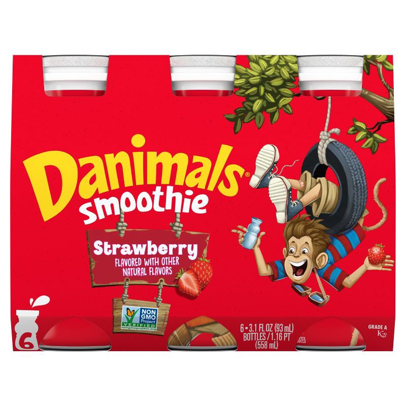 slide 7 of 15, Danimals Strawberry Kids' Smoothies - 6ct/3.1 fl oz Bottles, 6 ct; 3.1 fl oz