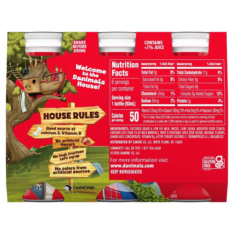 slide 11 of 12, Danimals Strawberry Kids' Smoothies - 6ct/3.1 fl oz Bottles, 6 ct; 3.1 fl oz
