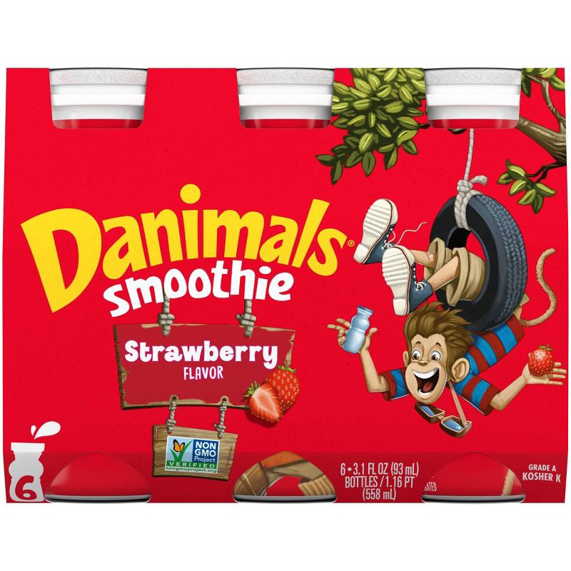 slide 11 of 15, Danimals Strawberry Kids' Smoothies - 6ct/3.1 fl oz Bottles, 6 ct; 3.1 fl oz