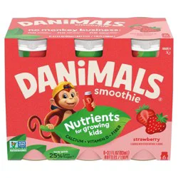 Danimals Strawberry Kids' Smoothies - 6ct/3.1 fl oz Bottles