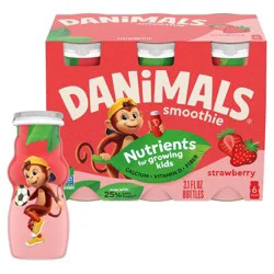 Danimals Strawberry ' Smoothies - 6ct/3.1 fl oz Bottles: Gluten-Free, No High Fructose Corn Syrup