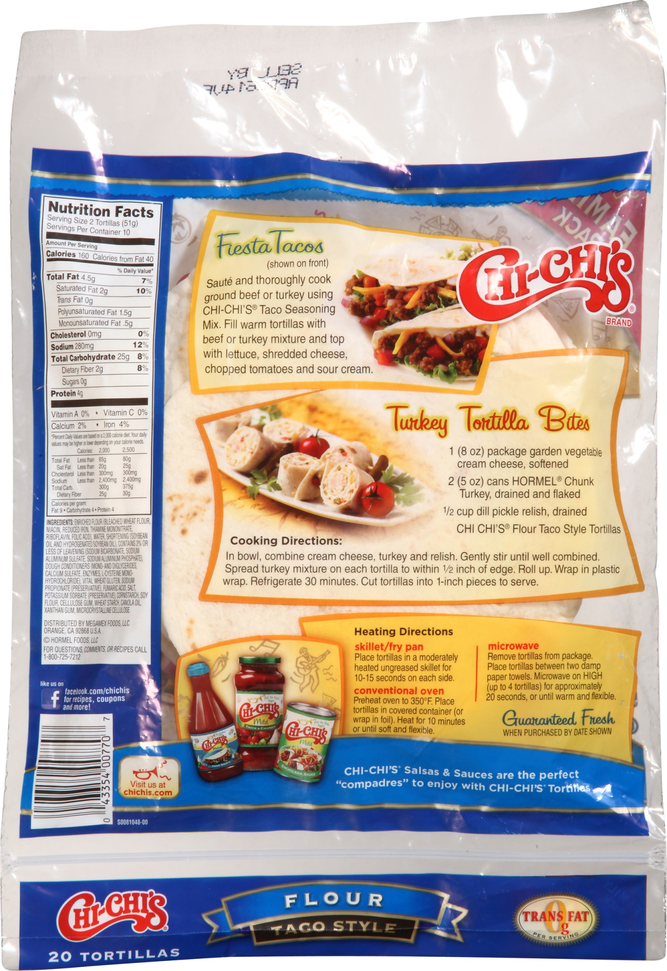 slide 5 of 6, Chi-Chi's Tortillas, Flour, Taco Style, Family Pack, 20 ct