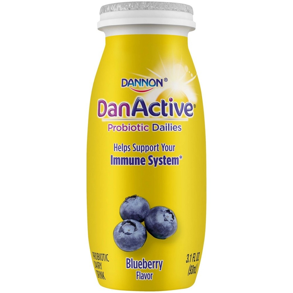slide 5 of 8, Dannon DanActive Strawberry/Blueberry Probiotic Yogurt Drink, 3.1 fl oz, 8 ct