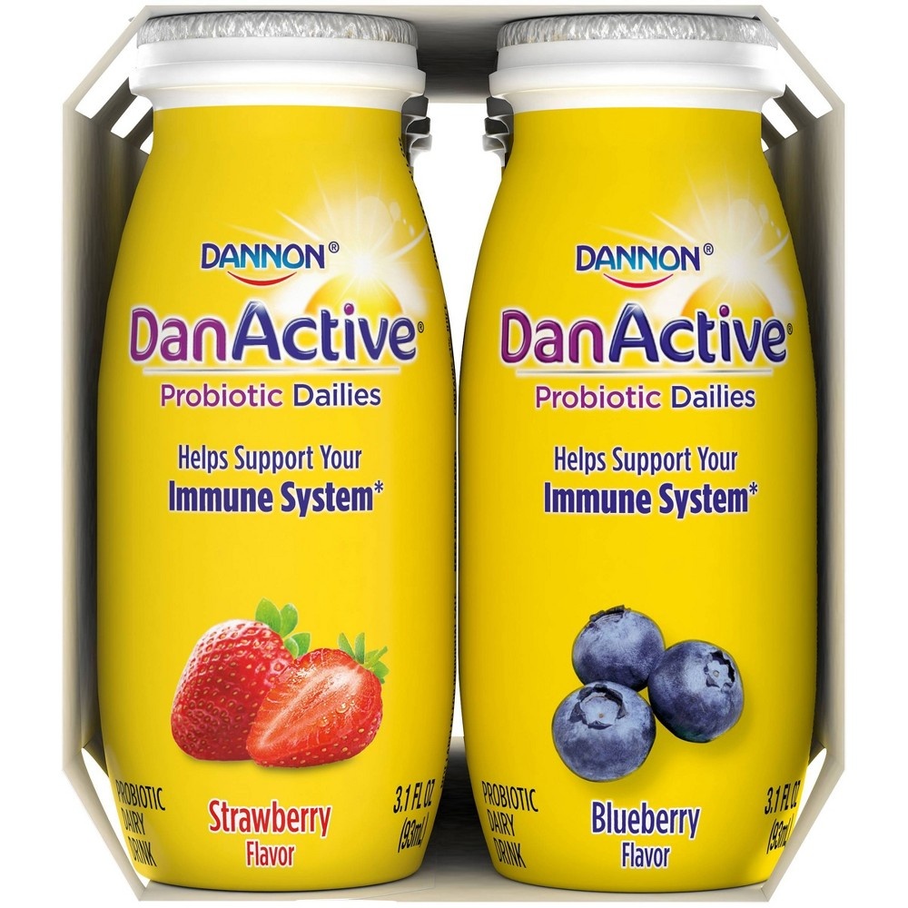 slide 8 of 8, Dannon DanActive Strawberry/Blueberry Probiotic Yogurt Drink, 3.1 fl oz, 8 ct