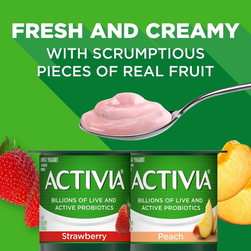 slide 13 of 16, Activia Probiotic Peach & Strawberry Yogurt Variety Pack - 12ct/4oz Cups, 12 ct; 4 oz