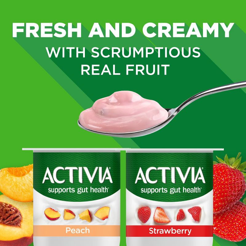 slide 15 of 16, Activia Probiotic Peach & Strawberry Yogurt Variety Pack - 12ct/4oz Cups, 12 ct; 4 oz