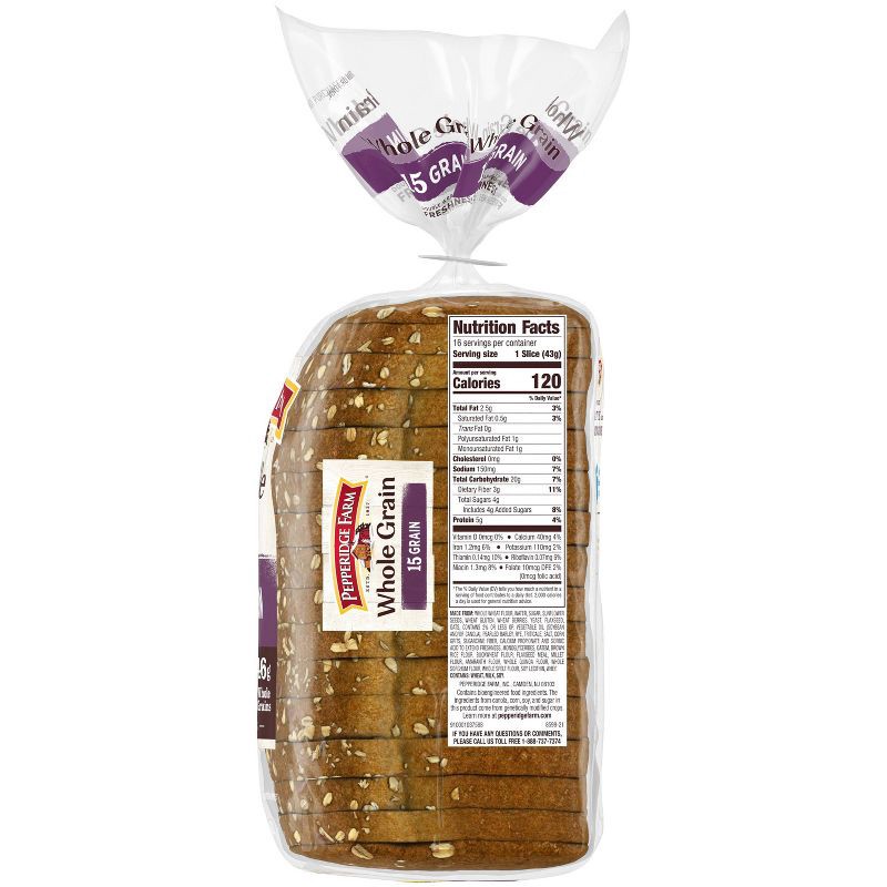 slide 3 of 5, Pepperidge Farm Whole Grain 15 Grain Bread - 24oz, 24 oz