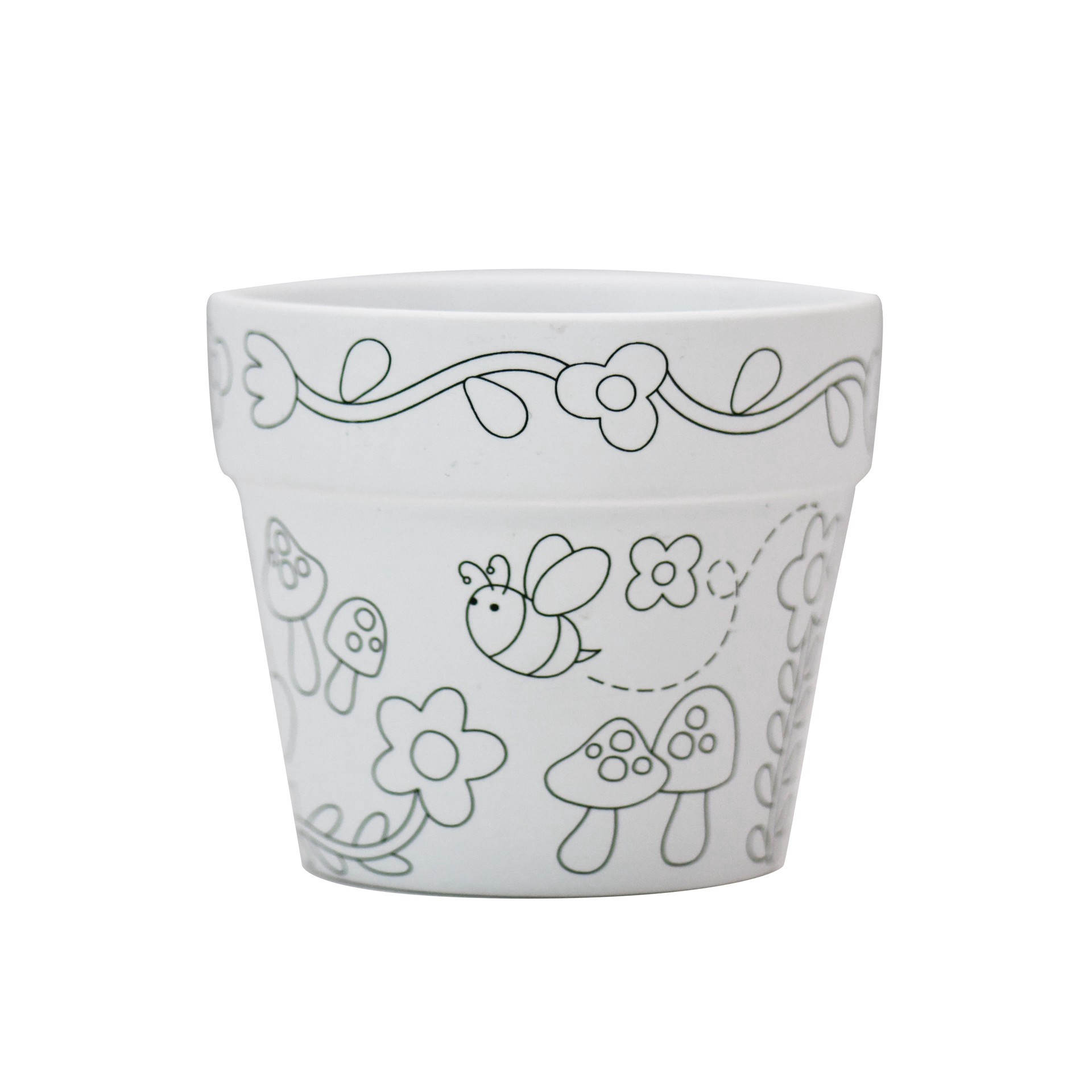 slide 2 of 3, Color Your Own Round Ceramic Flower Pot Kit By Creatology, 4.8 in x 4.8 in x 4.3 in