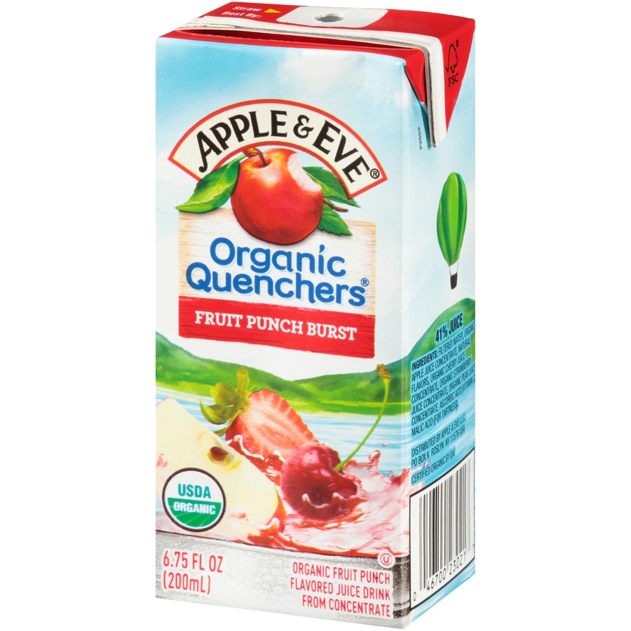 slide 8 of 8, Apple & Eve Organic Quenchers Fruit Punch Burst Juice Drink - 8 ct; 6.75 fl oz, 8 ct; 6.75 fl oz