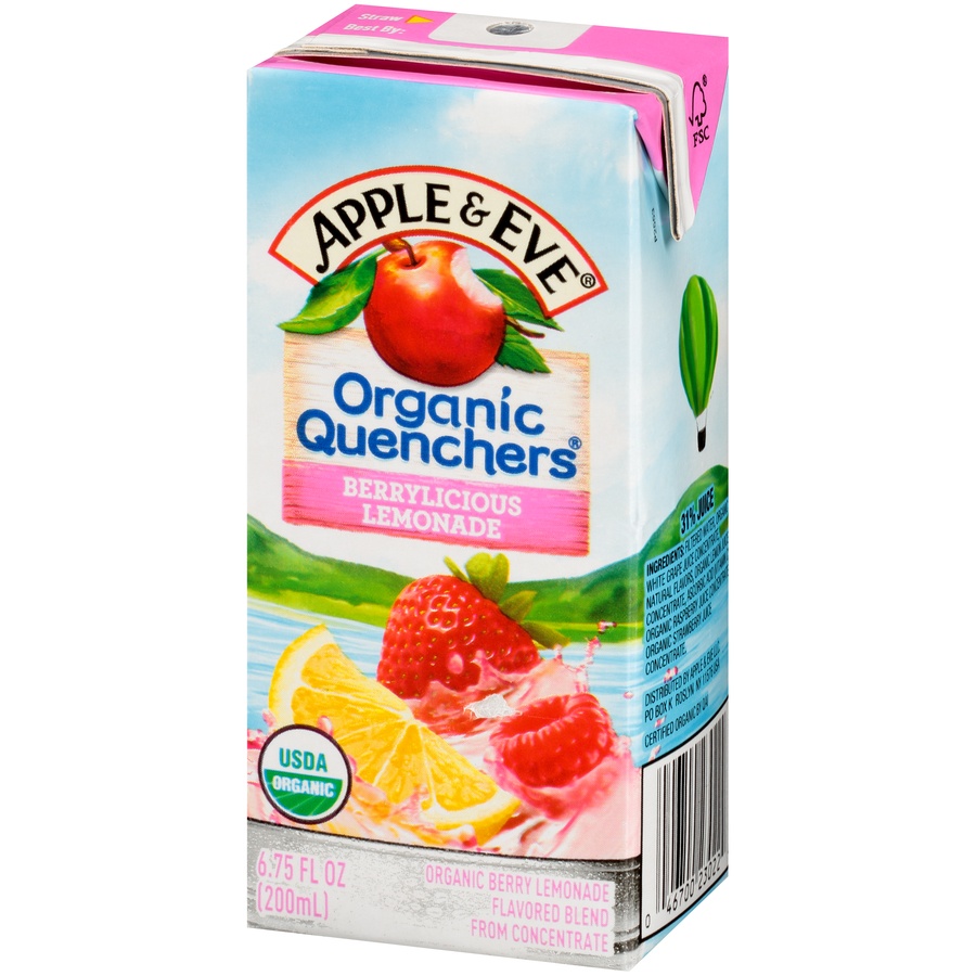 slide 6 of 8, Apple & Eve Organic Quenchers Berrylicious Lemonade Juice Drink - 8 ct; 6.75 fl oz, 8 ct; 6.75 fl oz