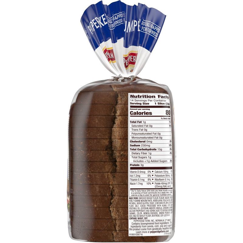 slide 6 of 6, Pepperidge Farm Vegan Jewish Pumpernickel Bread - 16oz, 16 oz