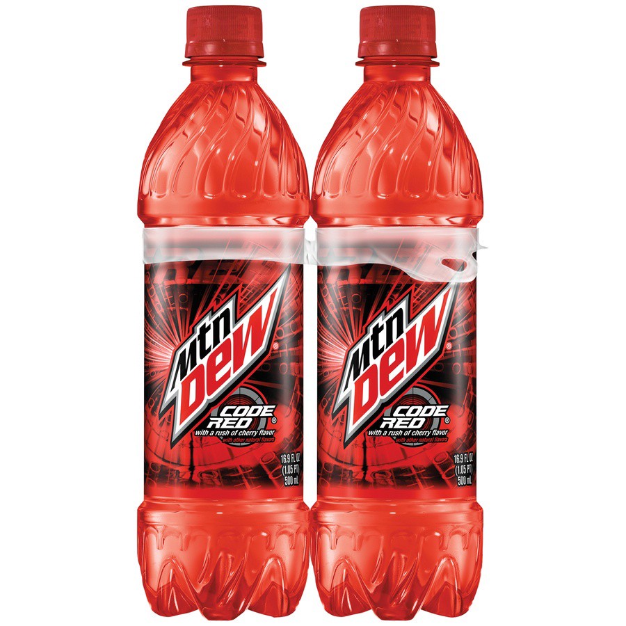 slide 2 of 2, Mountain Dew Code Red Dew With A Rush Of Cherry 16.9 Fl Oz, 6 Count, 1 ct